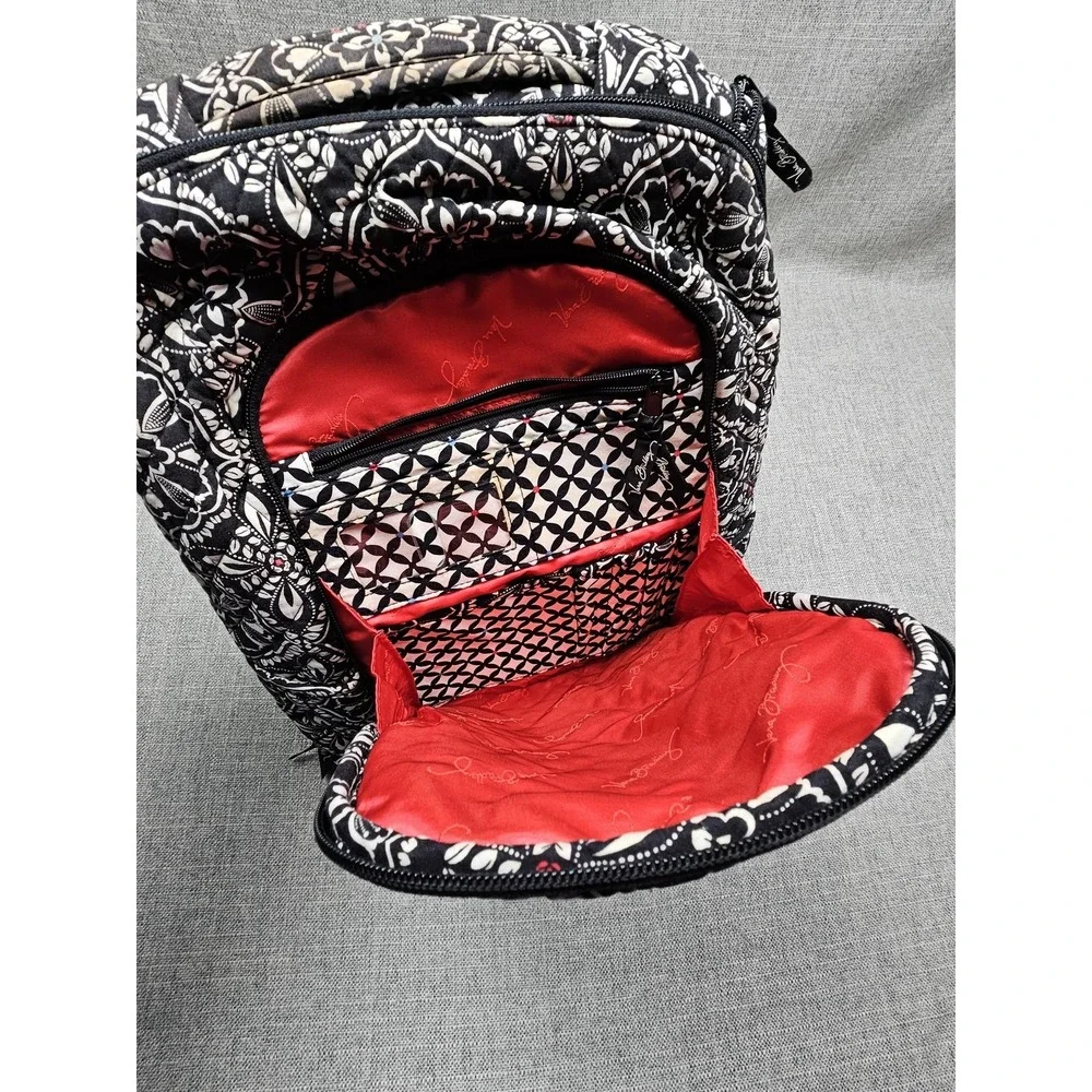Vera Bradley Backpack Womens Large Black Floral Quilted Laptop School Bag Travel